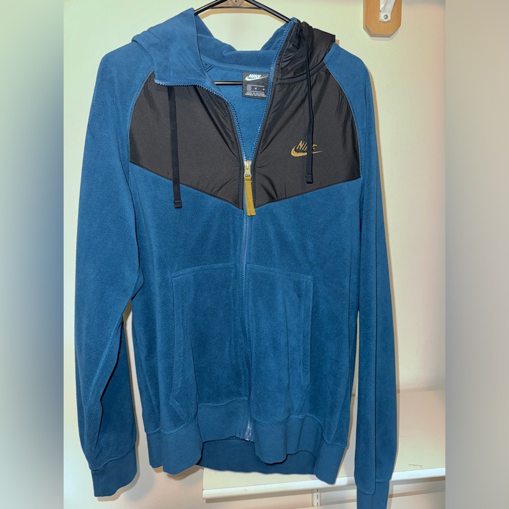 Nike Sportswear Polar Fleece Full Zip Hooded Sweater Size M Blue
